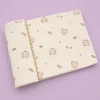 Soft Cotton Baby Blanket - Cream with Teddy Head and Bow - BL1