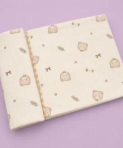 Soft Cotton Baby Blanket - Cream with Teddy Head and Bow - BL1