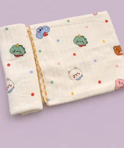 Soft Cotton Baby Blanket - Cream with Animal Head - BL1