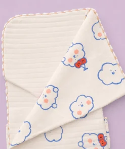 Alternative view of Soft Cotton Baby Blanket - Cream with Blue Cloud - BL1