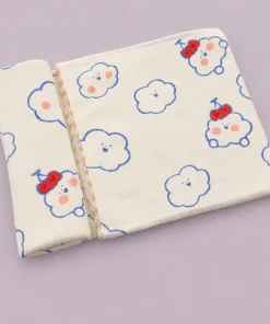 Soft Cotton Baby Blanket - Cream with Blue Cloud - BL1