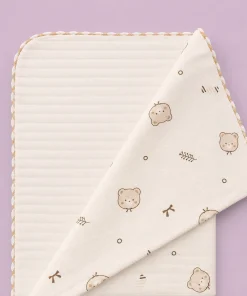 Alternative view of Soft Cotton Baby Blanket - Cream with Teddy Head and Bow - BL1