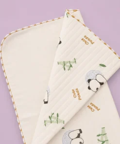 Alternative view of Soft Cotton Baby Blanket - Cream with Panda - BL1