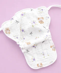 Alternative view of Multi Layer Organic Muslin Crepe Nappy(Single Piece) - Lavender Floral and Bear - NP01
