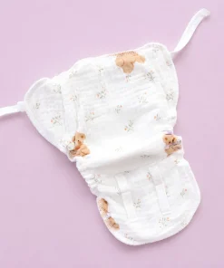 Alternative view of Multi Layer Organic Muslin Crepe Nappy(Single Piece) - Green Leaf and Brown Bear - NP01