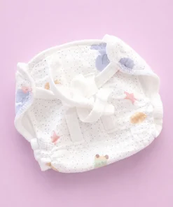 Multi Layer Organic Muslin Crepe Nappy(Single Piece) - Dots with Animals - NP01
