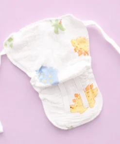 Alternative view of Multi Layer Organic Muslin Crepe Nappy(Pack of 3) - Dino, Green Dino and Dot with Bear - NP01