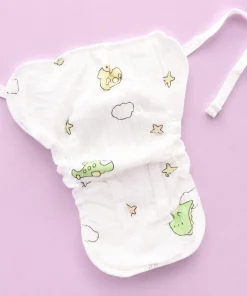 Alternative view of Multi Layer Organic Muslin Crepe Nappy(Single Piece) - Green Dino and Yellow Car - NP01