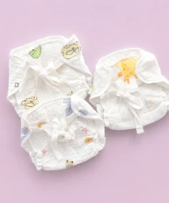 Multi Layer Organic Muslin Crepe Nappy(Pack of 3) - Dino, Green Dino and Dot with Bear - NP01