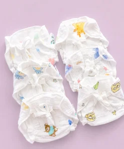 Multi Layer Organic Muslin Crepe Nappy(Pack of 6) - Dino, Alphabets, Dot with Animals, Green Dino, Rabbit and Stella Lon - NP01
