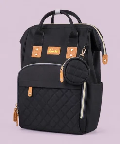 Premium Multipurpose Diaper Backpack with Lunch Bag - Black - DB1
