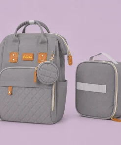 Alternative view of Premium Multipurpose Diaper Backpack with Lunch Bag - Grey - DB1