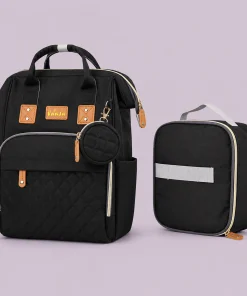 Alternative view of Premium Multipurpose Diaper Backpack with Lunch Bag - Black - DB1