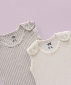 Alternative view of Knitted Cotton  Shoulder Button Jhabla -  Combo Pack of 2 - Yellow Stripe + Brown Stripe - JH1