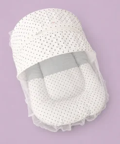 Alternative view of Foldable Cotton Mosquito Net Bedding Set - 95x55cm - White with Black Leaf- BS1