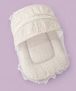 Alternative view of Foldable Cotton Mosquito Net Bedding Set - 95x55cm - White with Khaki Leaf - BS1