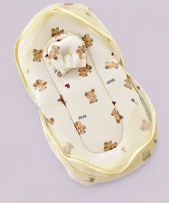 Foldable Muslin Bedding Set - Yellow with Bear - BS1