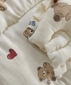 Foldable Muslin Bedding Set - Yellow with Bear - BS1 - Image 3
