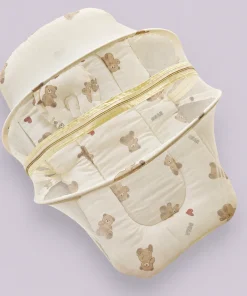 Foldable Muslin Bedding Set - Yellow with Bear - BS1 - Image 2