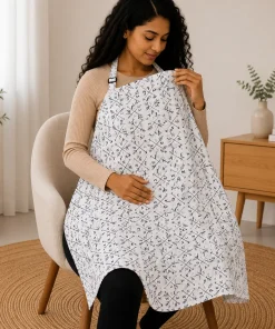 Nursing Gown (90x65cm) - White and Compass - NG1