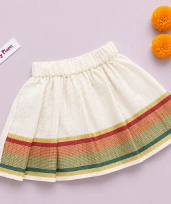 Traditional Kasavu Pattu Pavada and Top - Off White Check with Red and Green Kasavu - EFRK - Image 5