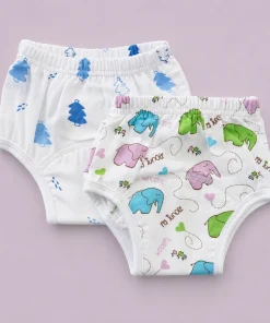 Organic Muslin Cotton Padded Underwear (Pack of 2) - Blue Tree and Color Elephant - PU1