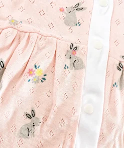 Alternative view of Sleeveless Combed Cotton Frock - Peach Rabbit - DFK1