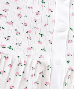 Alternative view of Sleeveless Combed Cotton Frock - Small Pink and green Flower - DFK1