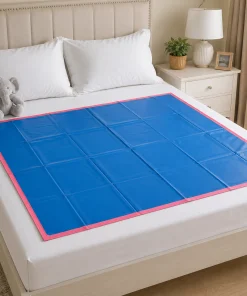Waterproof Baby Bed Protector Sheet (103x100cm)  - Teal Blue and Rose - DS1 - Image 3