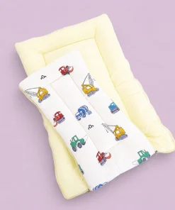 Alternative view of Muslin Cotton Kangaroo Wrapper - (65x43cm) - Light Yellow with Vehicles - KW1