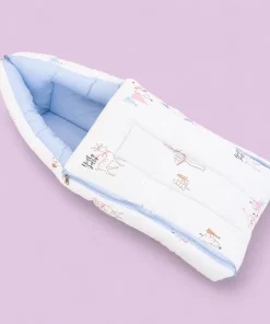 Muslin Cotton Kangaroo Wrapper - (65x43cm) - Blue with Holly Jolly and Snowy Animals - KW1