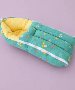 Soft Cotton Kangaroo Wrapper (62x40cm) - Sage Green and Multicolor Floral - KW1