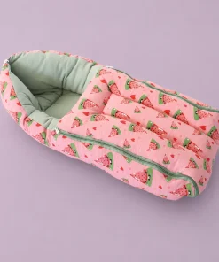 Soft Cotton Kangaroo Wrapper (62x40cm) - Dark Pink with Watermelon - KW1