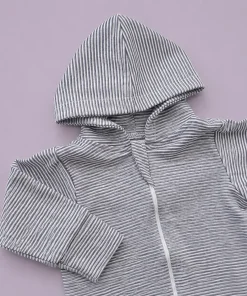 Hooded Sleeping Suit - Dark Gray Strip - SS1 - Image 2