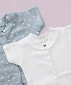 Alternative view of Baby Knitted Cotton Half Romper - Pack of 2 - Blue with Fruit + Blue Star - RMP