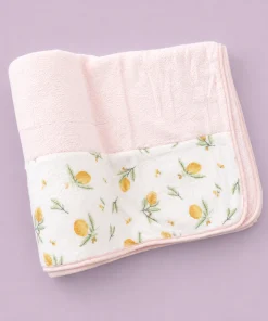 Microfiber Bath Towel - 60x120cm -  Light Pink with Floral - BT1