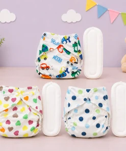 Reusable Cloth Diapers(Pack of 3) - Vehicle, Heart and Color Circle - CDP1