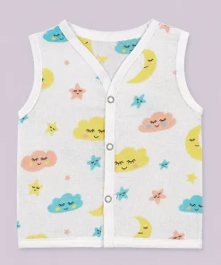Alternative view of Muslin Cotton Jhabla - Pack of 4 -Cloud, Dino, Cat and Space - JH1