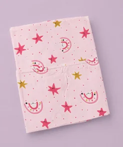 Cotton Cradle Cloth(220x110cm) - Pink with Rainbow and Star - CC1