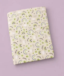 Cotton Cradle Cloth(220x110cm) - Green Rainbow and Floral- CC1