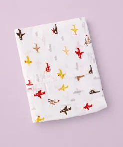 Cotton Cradle Cloth(220x110cm) - White with Rocket - CC1