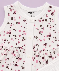 Alternative view of Sleeveless Combed Cotton Frock - Purple and Brown Floral  - DFK1