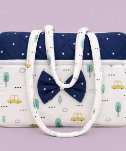 Cotton Mother Diaper Bag(42x42cm) - Dark Blue with Car and Tree - DB1