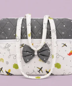 Cotton Mother Diaper Bag(42x42cm) - Grey with Airplane - DB1