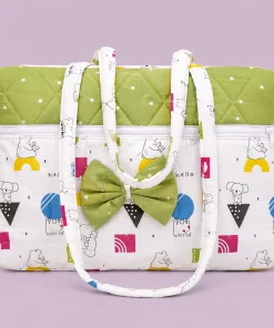 Cotton Mother Diaper Bag(42x42cm) - Green with Animal - DB1