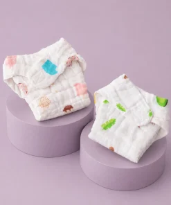 Muslin Crinkled Nappy (Pack of 2) - Ice Cream , Avocado - NP01