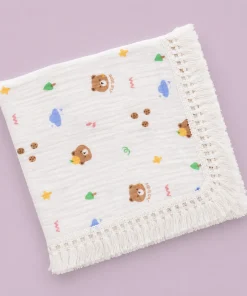 Crinkled Muslin Swaddle with Lace - 100x100cm - Teddy Head - SW1