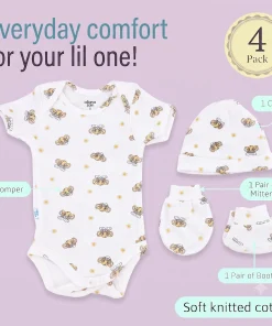 Alternative view of Premium Half-Sleeve Romper and Cap Set Combo - White with yellow Triger  - AZBS