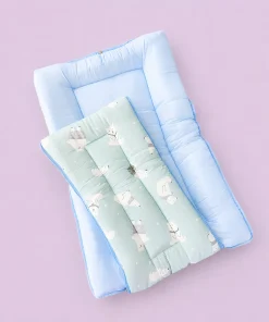 Alternative view of Muslin Cotton Kangaroo Wrapper - (65x43cm) - Blue with White Bear - KW1
