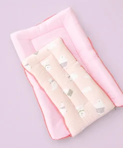 Alternative view of Muslin Cotton Kangaroo Wrapper - (65x43cm) - Pink with White Bear - KW1